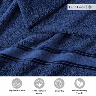 Foto 7 | Foto 7 | Juego De Toallas De Baño Lane Linen Luxury, 6 Piezas, 100% Algodón, Azul Marino - Venta Internacional.