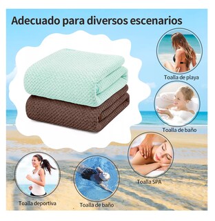 Foto 4 | Foto 4 | Toallas de Baño Completo Grande 70×140 cm 2 Piezas Marrón y Verde