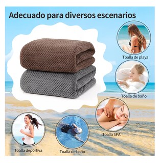 Foto 3 | Foto 3 | Toallas de Baño Completo Grande 70×140 cm 2 Piezas Gris Oscuro y Marrón