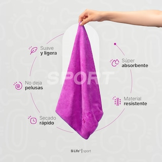 Foto 3 | Foto 3 | Kit 5 Toallas Deportivas B Life de Microfibra Morado y Rosa Absorbentes Secado Rápido