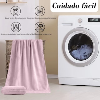Foto 5 | Foto 5 | Set 2 Toallas Baño Microfibra, Lana Suave De Alta Densidad Lab.g Rosa