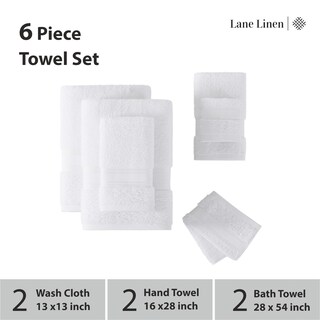 Foto 3 | Foto 3 | Juego De Toallas De Baño Lane Linen Luxury 6 Piezas 100% Algodón Color Blanco - Venta Internacional.