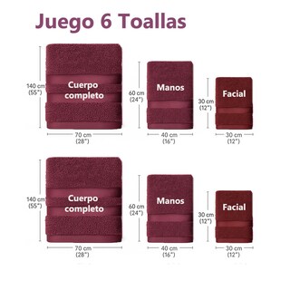 Foto 2 | Foto 2 | Juego De 6 Toallas De Microfibra Suaves Y Absorbentes Lila Cuerpo Manos Y Facial | Kyuden Home