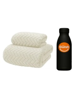 Foto 1 | Foto 1 | 2pcs Tuallas Y Toalla Baño Completo Grande Lana Coral Suave Blanco + Termo Gratis Güish