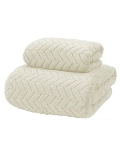 Foto 4 | Foto 4 | 2pcs Tuallas Y Toalla Baño Completo Grande Lana Coral Suave Blanco + Termo Gratis Güish