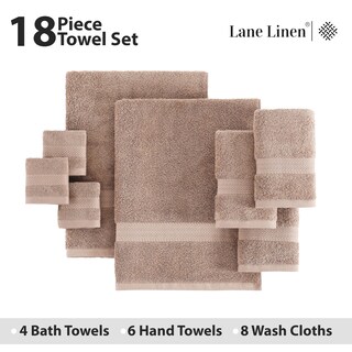Foto 4 | Foto 4 | Juego De Toallas De Baño Lane Linen 100% Algodón 18 Piezas Color Topo - Venta Internacional.
