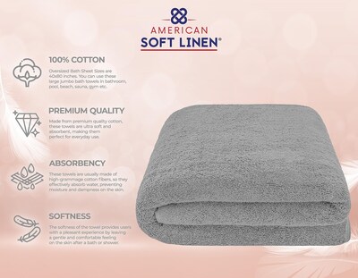 Foto 4 | Foto 4 | Toalla De Baño American Soft Linen De Gran Tamaño 100% Algodón 600 G/m² - Venta Internacional.