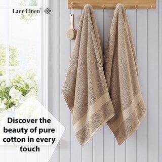 Foto 3 | Foto 3 | Juego De Toallas De Baño Lane Linen 100% Algodón 4 Piezas Color Topo 70 X 140 Cm - Venta Internacional.
