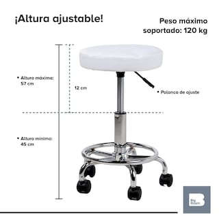 Foto 4 | Foto 4 | Banco Taburete Giratorio Neumatico Con Ruedas Reposapies Spa