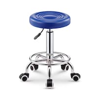 Taburete Giratorio Ilios Innova Ajustable Con Ruedas Azul
