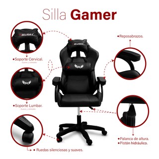 Foto 2 | Foto 2 | Silla Gamer Color Negro Andromeda Inc Con Altura Ajustable