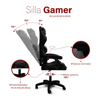 Foto 3 | Foto 3 | Silla Gamer Color Negro Andromeda Inc Con Altura Ajustable