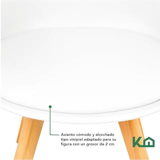 Foto 3 | Foto 3 | Silla Tipo Eames Tulip Madera Asiento Acolchonado Vinipiel KingsHouse color Blanco