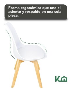 Foto 6 | Foto 6 | Silla Tipo Eames Tulip Madera Asiento Acolchonado Vinipiel KingsHouse color Blanco