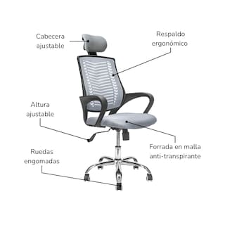 Foto 5 | Foto 5 | Silla de Oficina Top Living Sill-q2g Gris