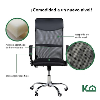 Foto 3 | Foto 3 | Silla de Oficina Ejecutiva Giratoria Ergonómica Escritorio KingsHouse Negro