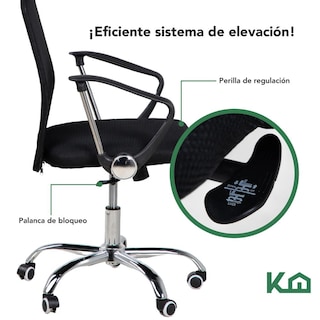 Foto 4 | Foto 4 | Silla de Oficina Ejecutiva Giratoria Ergonómica Escritorio KingsHouse Negro