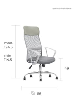Foto 6 | Foto 6 | Silla Ejecutiva Para Oficina Tapizado Mesh Ergonómica Economalla Blanca