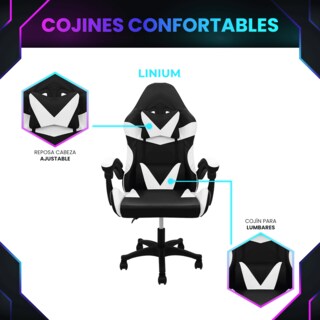 Foto 8 | Foto 8 | Silla Gamer Linium Super Cómoda Blanca