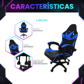 Foto 7 | Foto 7 | Silla Gamer Linium Azul
