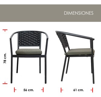 Foto 2 | Foto 2 | Silla Yorbi Jauz con Cojín Verde Base de Aluminio