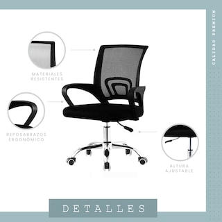 Foto 3 | Foto 3 | Silla para Escritorio Linium Negra