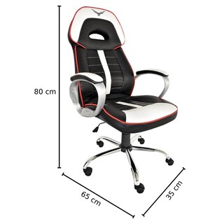 Foto 6 | Foto 6 | Silla Gamer Naceb Na-0910 Piel Sintética Blanco/negro