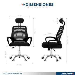 Foto 2 | Foto 2 | Set 4 Silla Oficina Comoda Ejecutiva Escritorio Ergonomica Color Negro