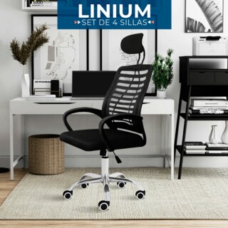 Foto 4 | Foto 4 | Set 4 Silla Oficina Comoda Ejecutiva Escritorio Ergonomica Color Negro