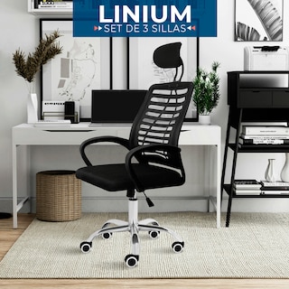 Foto 4 | Foto 4 | Set 3 Silla Oficina Comoda Ejecutiva Escritorio Ergonomica Color Negro