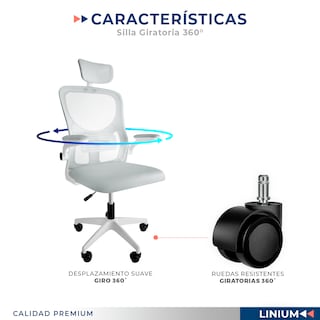Foto 5 | Foto 5 | Silla Oficina Escritorio Linium Ergonómica Premium Ejecutiva Color Gris