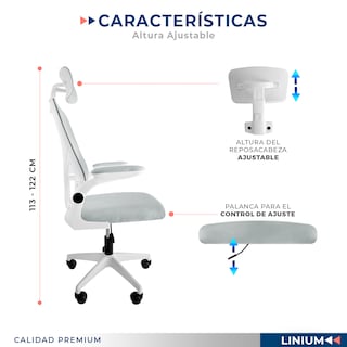 Foto 6 | Foto 6 | Silla Oficina Escritorio Linium Ergonómica Premium Ejecutiva Color Gris