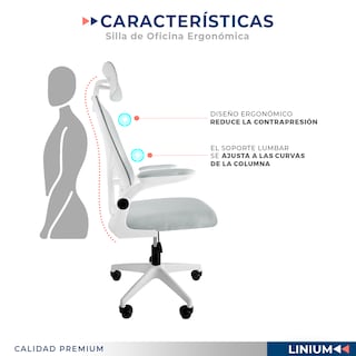 Foto 8 | Foto 8 | Silla Oficina Escritorio Linium Ergonómica Premium Ejecutiva Color Gris