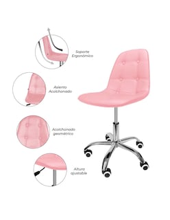 Foto 3 | Foto 3 | Silla de Oficina Vinipiel Rosa Ergonómica Set 2 Piezas