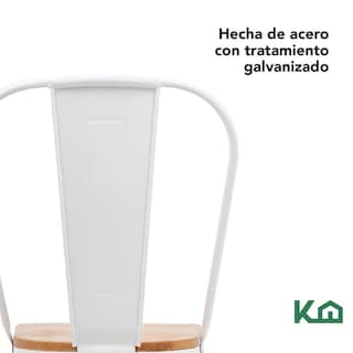 Foto 6 | Foto 6 | Set De 4 Sillas Tolix Con Asiento De Madera Metalica Acero