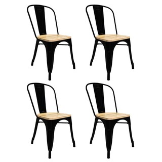 Foto 1 | Foto 1 | Set De 4 Sillas Tolix Con Asiento De Madera Metalica Acero