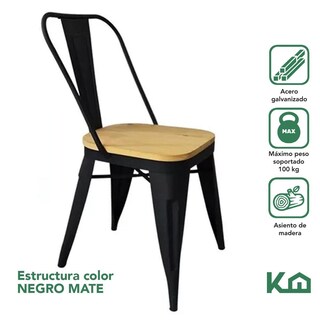 Foto 2 | Foto 2 | Set Silla Tolix Metal Asiento Madera 2 Pzas Vintage Exterior