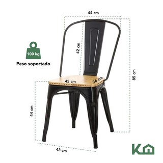 Foto 5 | Foto 5 | Set Silla Tolix Metal Asiento Madera 2 Pzas Vintage Exterior