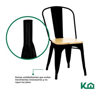 Foto 7 | Foto 7 | Set Silla Tolix Metal Asiento Madera 2 Pzas Vintage Exterior
