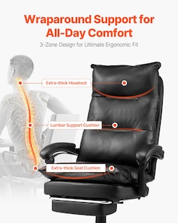 Foto 2 | Foto 2 | Silla De Oficina Vevor Executive Con Reposapiés De 181,44 Kg De Capacidad - Venta Internacional.