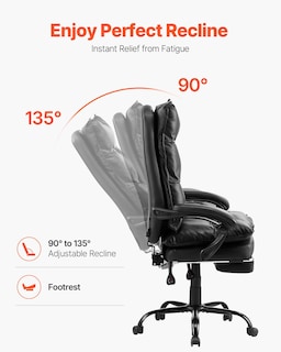 Foto 3 | Foto 3 | Silla De Oficina Vevor Executive Con Reposapiés De 181,44 Kg De Capacidad - Venta Internacional.