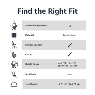 Foto 3 | Foto 3 | Silla De Escritorio Para Computadora De Oficina Amazon Basics Con Respaldo Bajo - Venta Internacional.