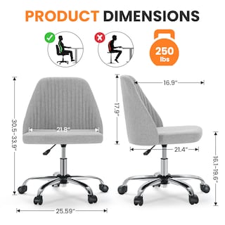 Foto 2 | Foto 2 | Silla De Escritorio Simple Deluxe Sin Brazos, Giratoria, Gris - Venta Internacional.