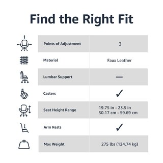 Foto 3 | Foto 3 | Silla De Oficina Amazon Basics Classic Puresoft Acolchada En Poliuretano - Venta Internacional.