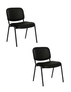 Foto 1 | Foto 1 | Offiho Set De 2 Sillas Ecovisita Para Oficinas, Salas De Espera O Consultorios Con Tapiz Vinil Piel Negro