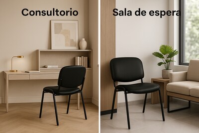 Foto 5 | Foto 5 | Offiho Set De 3 Sillas Para Oficina, Sala De Espera, Consultorio Con Tapiz De Tela Vinil Piel Negro