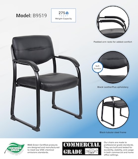 Foto 4 | Foto 4 | Silla Auxiliar Boss Office Products De Piel Con Brazos, Color Negro - Venta Internacional.
