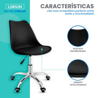 Foto 5 | Foto 5 | Set 2 Silla Oficina Linium Escritorio Salon Hogar Ergonomica Color Negro