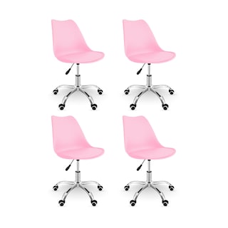 Foto 1 | Foto 1 | Set 4 Silla Oficina Linium Escritorio Salon Hogar Ergonomica Color Rosa