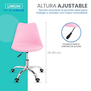 Foto 8 | Foto 8 | Set 4 Silla Oficina Linium Escritorio Salon Hogar Ergonomica Color Rosa